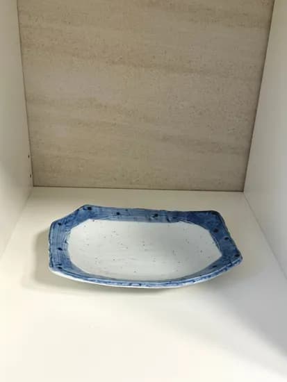 인디고 도트 플레이트 / 사각접시 일본 도자기 감성그릇 샐러드 파스타접시 21.7cm