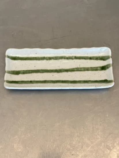 그린 스트라이프 플레이트 도자기 직사각접시 반찬그릇 생선접시 22cm