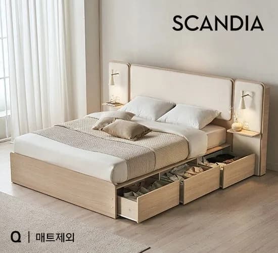 디럭스 패브릭 쿠션형 빅수납 호텔침대 SS/Q/K/LK
