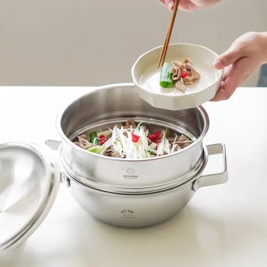 무연마제 통5중 IH 위드베베 316 이유식 스텐냄비 양수 파티웍 궁중찜기세트 20cm