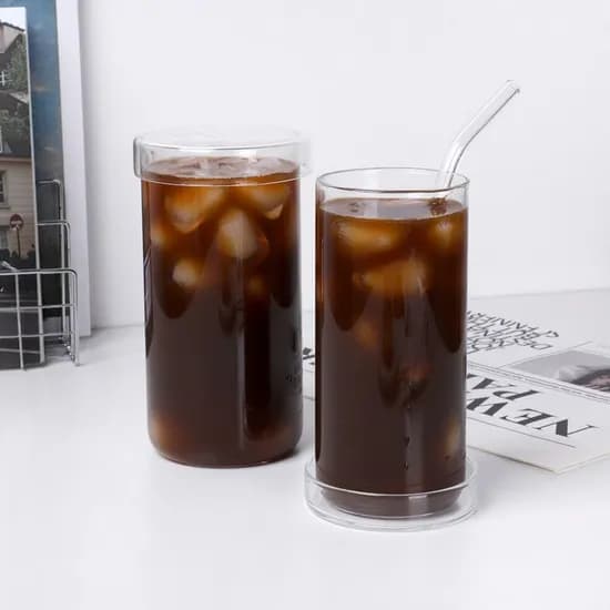 베리넬 뚜껑 일자 내열 유리컵 2size 택1