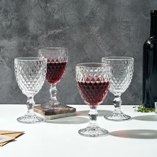 다이아컷팅 보스톤 유리 고블렛잔 320ML 4P