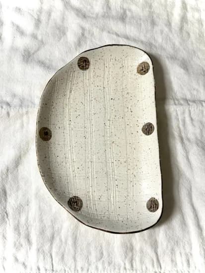 플레이팅 접시 일본 도자기 디저트 그릇 반달 접시