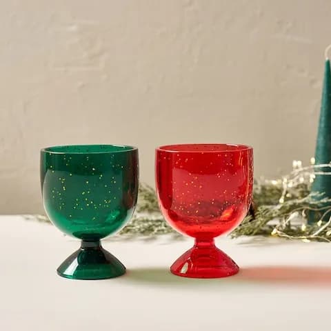 메리브라이트 크리스마스 아크릴 고블렛 2P세트 RED,GREEN