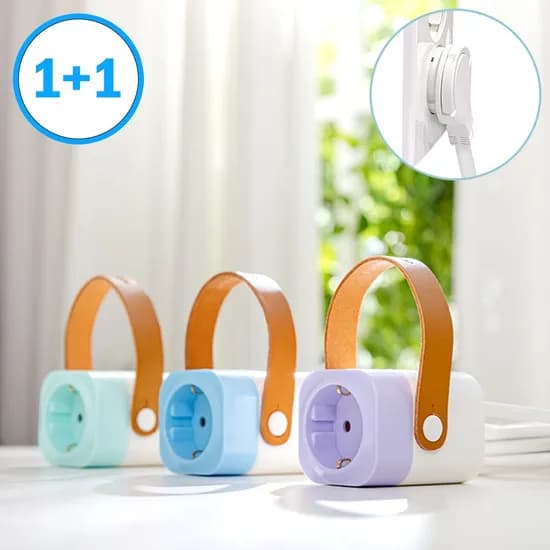 1+1 납작 멀티탭 디자인 귀여운 플러그 고용량 여행용 캠핑용 1구 C타입 USB 1.5m