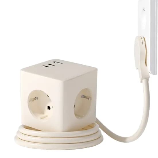 공간활용! 큐브 납작멀티탭 / 고용량 고속충전 멀티탭 3구 USB C타입 2m 컬러 3종