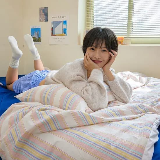 아카이브 스트라이프 워싱 순면 차렵이불 세트 SS Q 2컬러