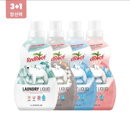 우리아이 유기농 약산성 안심세제 고농축 세탁세제 1L (4가지향) 3+1