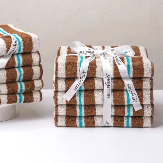 멜포니 뱀부타올 200g 스트라이프 브라운 5장 묶음 16종 타올 빠른 흡수 고품질 죽사
