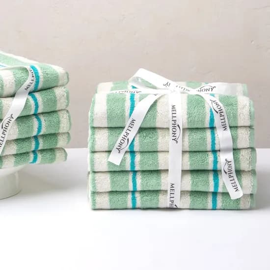 멜포니 뱀부타올 200g 스트라이프 그린 5장 묶음 16종 타올 빠른 흡수 고품질 죽사