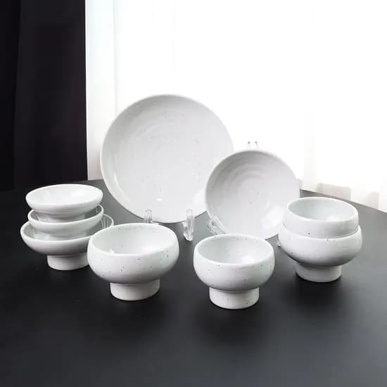 핸드메이드 분청 고백자 도자기 그릇 2인 9p 세트