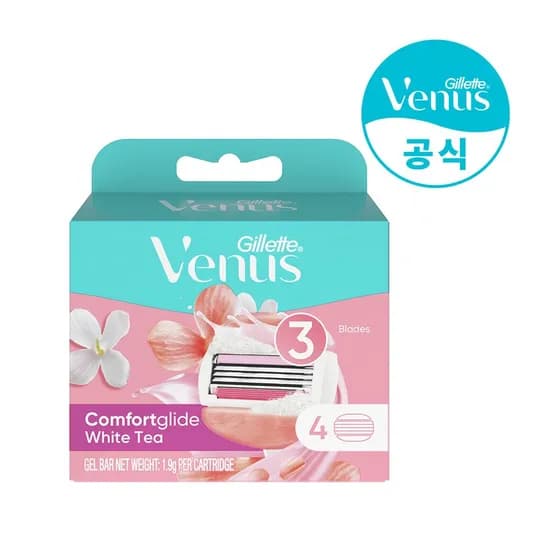 비너스 컴포트 글라이드 화이트티 면도날 4개입