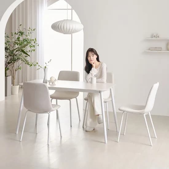 쿠폰가 220,500원 / 요크 4인용 테이블 포세린 세라믹 식탁세트 1400 (의자4)