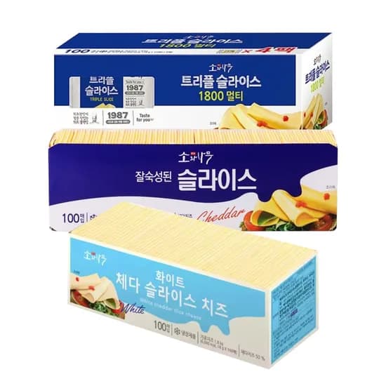 덴마크 슬라이스 치즈(소와나무/체다/트리플) 3종 1.8kg 24,400원