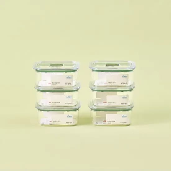 지니락 올트라이탄 밀폐용기 직사각 450ml 6개