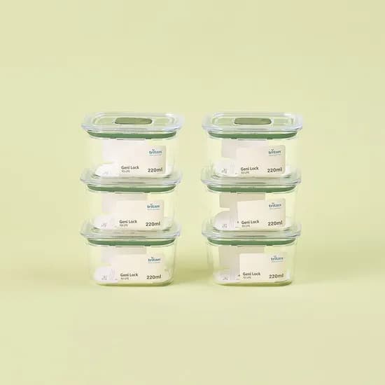지니락 올트라이탄 밀폐용기 직사각 220ml 6개