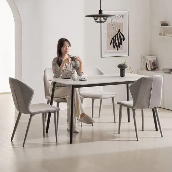 쿠폰가 224,100원 / 린츠 4인용 테이블 포세린 세라믹 식탁세트 1400 (의자4)