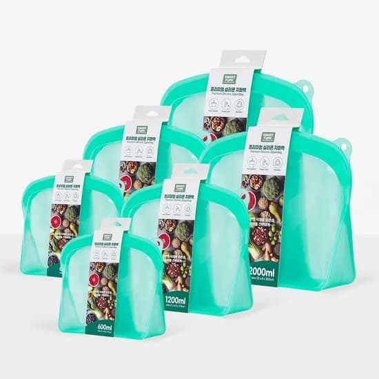 실리콘지퍼백 푸드백6P 600ml+1200ml+2000ml 보관용기