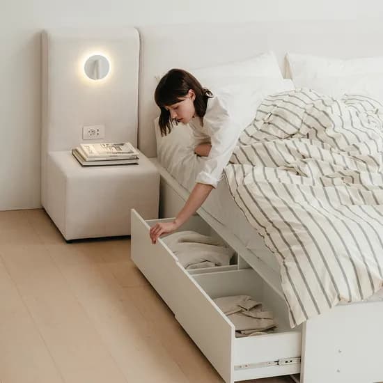 호텔 아뜰리에 LED 패브릭 빅서랍 수납침대 프레임 SS/Q/K/LK