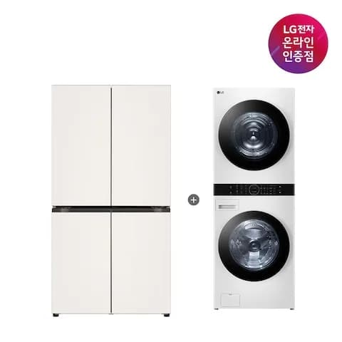 LG 오브제 냉장고 + LG 트롬 워시타워 (T876MEE111 + W2421WAMR)