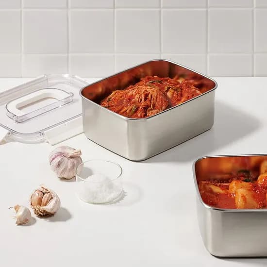보관이 편리한 스텐 모듈러 밀폐용기 3.3L 화이트