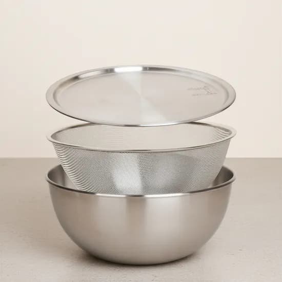 믹싱볼 양푼 양푼이 세척 스텐 쌀세척 볼 3종 세트 22cm
