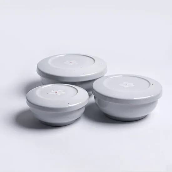 꽃 고백자 국산 도자기 뚜껑 찬기 3size 택1