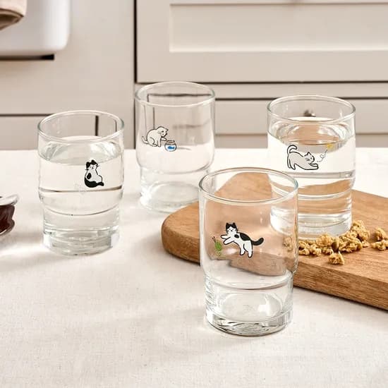 L 우리집뚱냥이 유리컵 245ml 4P