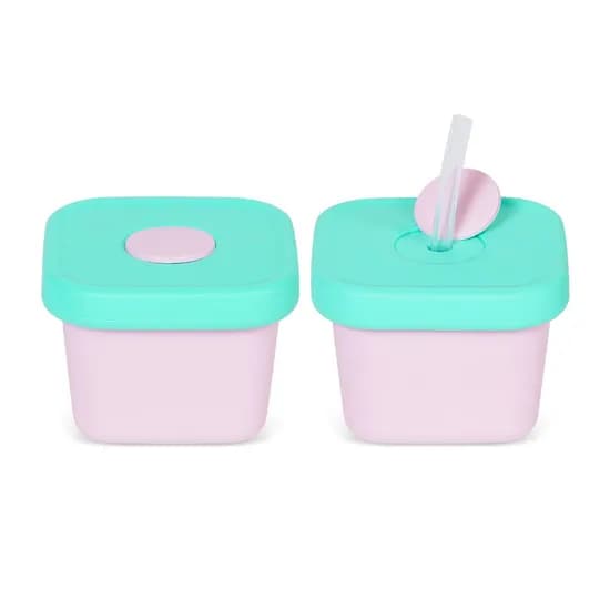 실리콘 다용도 이유식기 빨대컵 1+1
