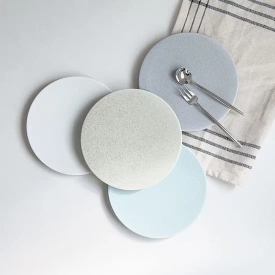 펄 무광 도자기 원형 플레이트 앞접시 디저트접시 S 17cm 4colors