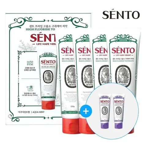 4+2 프라임 고불소 구취케어 치약 아쿠아민트향 230g 4개 + 잇몸케어 120g 2개