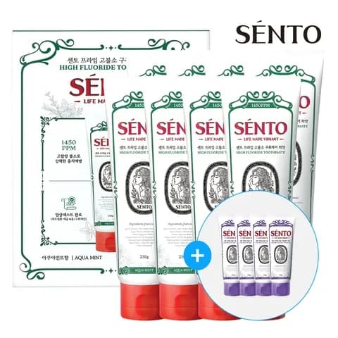 8+4 프라임 고불소 구취케어 치약 아쿠아민트향 230g 8개 + 잇몸케어 120g 4개