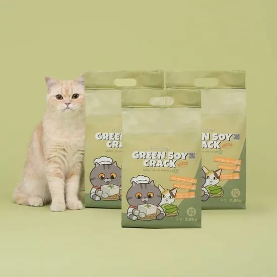 미유박스 고양이모래 그린소이 크랙 두부 모래 2.8kg X 3개