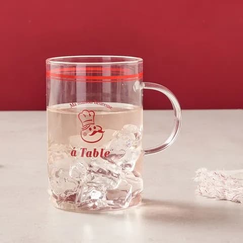 르봉프렌치 내열유리 플랫 핸들 머그컵 레드 600ml