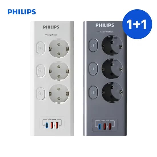 1+1 맥스USB 서지보호멀티탭 고용량 과부하차단 3구 2M 2컬러
