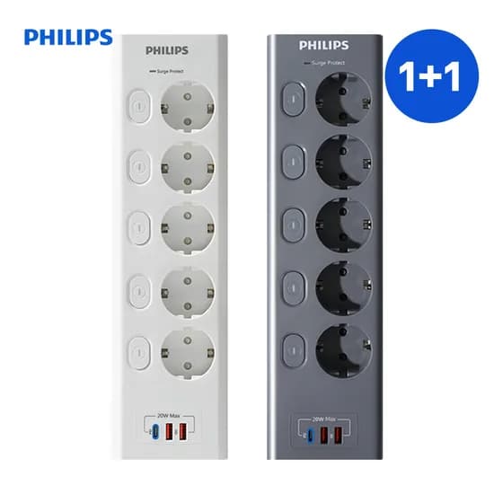 1+1 맥스USB 서지보호멀티탭 고용량 과부하차단 5구 2M 2컬러
