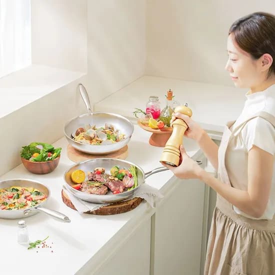 무연마제 통3중 304 스테인리스 프라이팬 3D 논스틱 패턴 3종세트 24 28 28웍