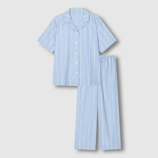 여 스트라이프 반팔 10부 파자마 세트 (4 sizes)(2 colors)