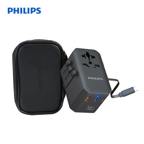 필립스 고용량 여행용 멀티어댑터 70W USB-C 고속충전 해외여행 멀티탭