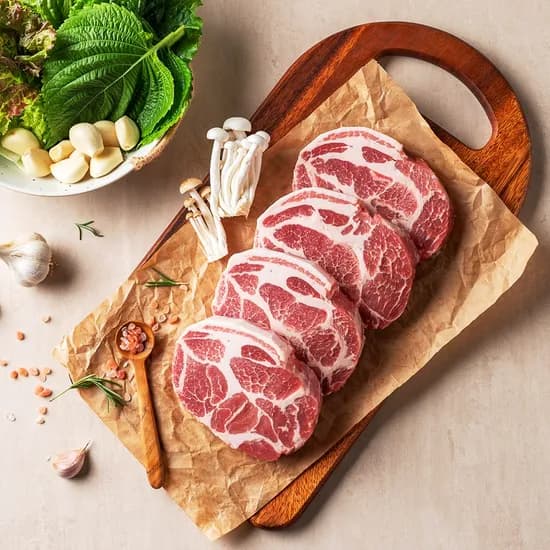 한돈 보성녹돈 급냉 목살 구이용 500g+500g 1cm 내외 커팅
