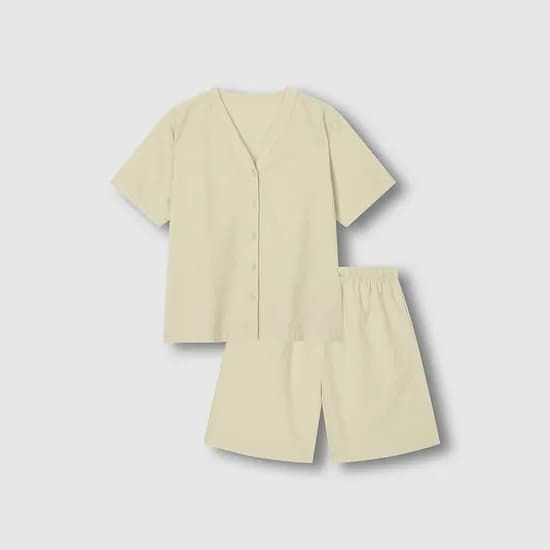 여 시어서커 브이넥 5부 파자마 세트 (4 sizes)(2 colors)