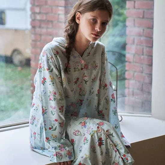 텐셀 모달 코지 플라워 패턴 긴팔 원피스 잠옷