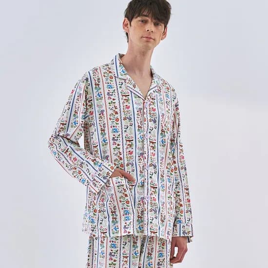 텐셀 모달 리틀 포레스트 패턴 긴팔 세트 남성 잠옷