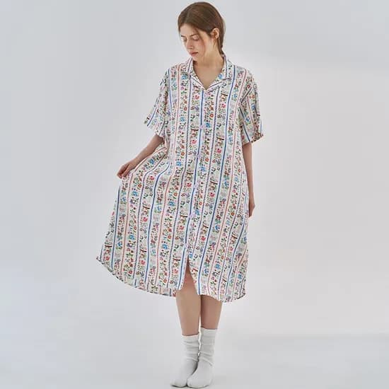 텐셀 모달 리틀 포레스트 반팔 원피스 여성 잠옷