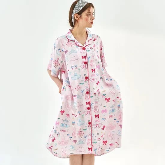 텐셀 모달 로맨틱 발레리나 반팔 원피스 여성 잠옷