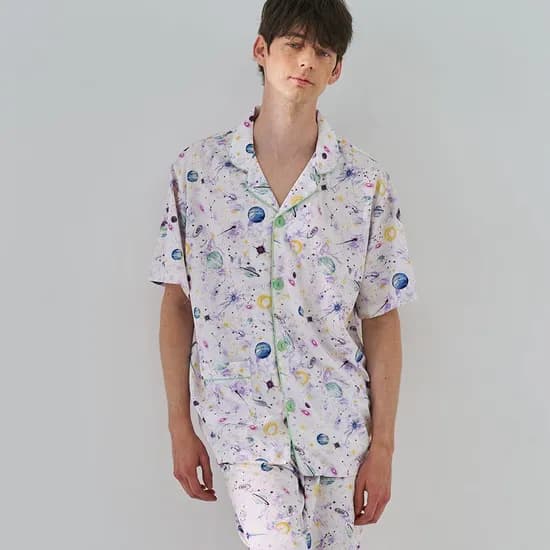 텐셀 모달 별밤 반팔 세트 남성 커플 잠옷