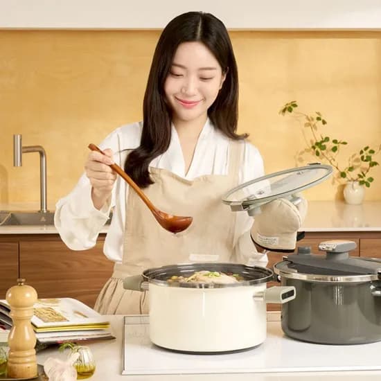 IH 저압냄비 법랑 에나멜코팅 스테인리스 이중잠금 찜기 압력솥 인덕션 진공냄비 6L