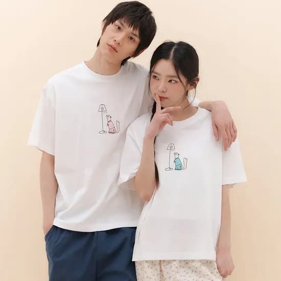 오프아워 베이직 반팔 티셔츠 + 긴바지 세트