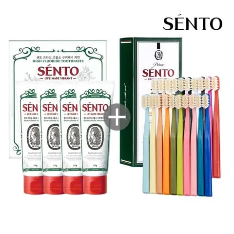 프라임 고불소 무불소 구취/잇몸/미백 치약 120g 4개+초미세모 칫솔 세트