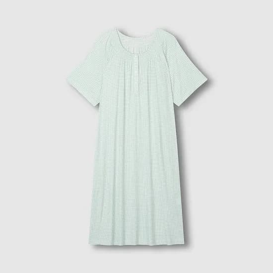 여 보드리 체크 반팔 파자마 원피스 (3 sizes)(3 colors)